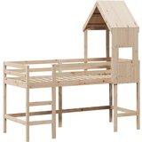 vidaXL Krevet na kat s ljestvama i krovom 90x190 cm od borovine | shoptok.hr