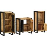 vidaXL Komplet pohištva za kopalnico 3 pcs Rjava Masiven les manga | Shoptok.si