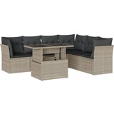 Maison Chic Seti vrtnega pohištva - Vrtna garnitura - Vrtni pohištvo set 7-delna z blazinami siv poli ratan, (21802815) | Shoptok.si