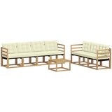 vidaXL Zunanja garnitura za sedenje z blazino 8 pcs Bela in krem, (5000281382) | Shoptok.si