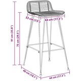  Barski stol 2 pcs Črna 44 x 46 x 91 cm Rattan in jeklo, (5000297090) | Shoptok.si