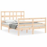 The Living Store Posteljni okvir z vzglavjem 120x200 cm trden les - Posteljni Okvir, (21526824) | Shoptok.si