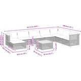  9-dijelni set vrtnih sofa s jastucima crni od poliratana | shoptok.hr