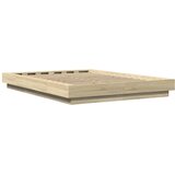  Okvir za krevet s LED svjetlima boja hrasta 120 x 190 cm drveni Smeđa | shoptok.hr