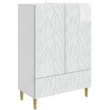 vidaXL Strani šal Bela visok sijaj 66 x 34,5 x 95 cm Inženirski les, (5000253198) | Shoptok.si