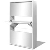 vidaXL Ormarić za Cipele s Ogledalom Bijeli 63x17x102,5 cm | shoptok.hr