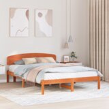 vidaXL Posteljni okvir z naslonjalom Voskasta rjava 140x200 cm Trden les Bor | Shoptok.si