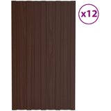 Krovni panel 12 pcs Smeđa 80 x 45 cm Pocinčani čelik | shoptok.hr