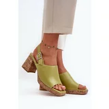 Kesi Women's eco leather sandals with high heels Sergio Leone Pistachio