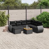 Maison Chic Seti vrtnega pohištva - Vrtna garnitura - Vrtni pohištvo set 8-delna z blazinami črn poli ratan, (21799204) | Shoptok.si