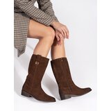 Sergio Leone Brown leather cowboy boots with a heel by | shoptok.hr