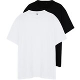Trendyol Plus Size Men's T-Shirt Pack of 2 Comfortable 100% Cotton Regular Cut T-Shirt Cene