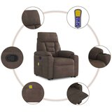  Masažni naslonjač na podizanje smeđi od mikrovlakana | shoptok.hr