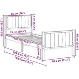  Okvir kreveta smeđe i tamnosivo 75 x 190 cm Masivna borovina | shoptok.hr