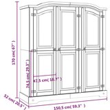  Garderobna omara mehiška borovina Corona Range 3 vrata, (20623024) | Shoptok.si