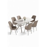 Hanah home Set trpezarijskog stola i stolica (7 delova) Lena White Marble Chrome Cappuccino | Eponuda.com