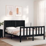  Kreveta s uzglavljem crni 140 x 190 cm od masivnog drva | shoptok.hr