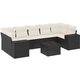Maison Chic Seti vrtnega pohištva - Vrtna garnitura - Vrtni pohištvo set 8-delna z blazinami črn poli ratan, (21798871) | Shoptok.si