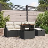 vidaXL 6-dijelni Vrtni Sofa Set s Jastučićima Crna Poli Ratan Cijene