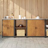 vidaXL Kuhinjski komplet za shranjevanje 3 pcs Rjav 210 x 50 x 92 cm u