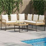  Set vrtnog kauča s jastukom 2 pcs Prirodna Poli Rattan i čelik - Prirodna | shoptok.hr