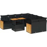 vidaXL 9-dijelni set vrtnih sofa s jastucima crni od poliratana bagrem | shoptok.hr