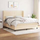  Box spring postelja z vzmetnico krem 160x200 cm blago | Shoptok.si