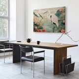  Slika - By an Asian pond - an illustration in the style of a Japanese engraving depicting a heron 60x40 Na talijanskom platnu | shoptok.hr
