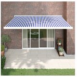 vidaXL Zlozljiva tenda modra in bela 4x3 m blago in aluminij | Shoptok.si