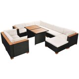  10-dijelna vrtna garnitura od poliratana s jastucima crna | shoptok.hr