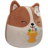 Squishmallows plišana igračka smeđe-bijeli korgi s cvijetom Regina 20cm | shoptok.hr