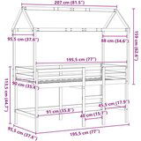  Krevet na kat s ljestvama i krovom bijeli 90x190 cm od borovine | shoptok.hr