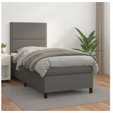 vidaXL Krevet s oprugama i madracem sivi 90 x 190 cm od umjetne kože | shoptok.hr