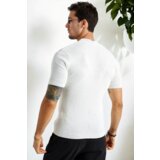 Dewberry 33307 Mens Crew Neck Short Sleeve Thin Knit Sweater-WHITE | shoptok.hr