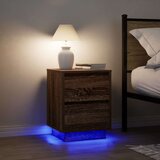  Noćni ormarić s LED svjetlima smeđi hrast 38x34x50 cm | shoptok.hr