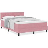 vidaXL Kutna Postelja s Madracem Ružičasta 140x190 cm Baršun | shoptok.hr