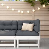 Maison Chic Vrtni kotni kavč - Zunanji kavč bela trdna borovina, (22040765) | Shoptok.si