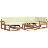  Set vanjskih sofa 7 kom. Prirodna i krem Čvrsto drvo akacije | shoptok.hr