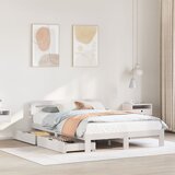 vidaXL Posteljni okvir brez vzmetnice bel 140x190 cm trdna borovina | Shoptok.si