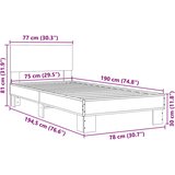  Okvir za krevet boja hrasta 75x190 cm konstruirano drvo i metal | shoptok.hr