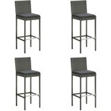  5-dijelni vrtni barski set od poliratana s jastucima sivi Siva 80 cm table length | Shoptok.si