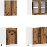  Set kuhinjskih ormarića od 4 dijela "Lyon" Staro drvo Inženirsko drvo | shoptok.hr