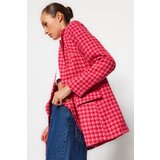 Trendyol Fuchsia Tweed Regular Lined Double Breasted Closed Woven Crowbar Blazer Jacket | Shoptok.si