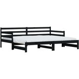 vidaXL Dnevni krevet na razvlačenje crni 90 x 200 cm masivna borovina | shoptok.hr