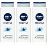 Nivea Men Sensitive gel za prhanje za moške 3 x 500 ml (ugodno pakiranje) | Shoptok.si