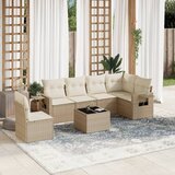 Maison Chic Seti vrtnega pohištva - Vrtna garnitura - Vrtni pohištvo set 7-delna z blazinami bež poli ratan, (21805072) | Shoptok.si