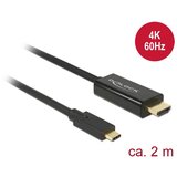 Delock usb-c® / hdmi adapterski kabel usb-c® vtič\, hdmi-a vtič 2.00 m črna 85291 pozlačeni konektorji usb-c®-display kabel, (20430007) Cene