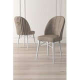 Hanah home set trpezarijskih stolica Ritim 8 kom, kapućino tkanina Babyface, bele drvene noge | Eponuda.com