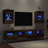 vidaXL Stenske TV omarice z LED lučkami 2 kosa star les 40x30x60,5 cm | Shoptok.si