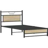 vidaXL Posteljni okvir brez vzmetnice hrast 100x190 cm inženirski les | Shoptok.si